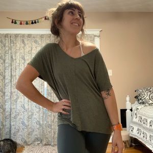 **SOLD** loft green off the shoulder lounge shirt size medium